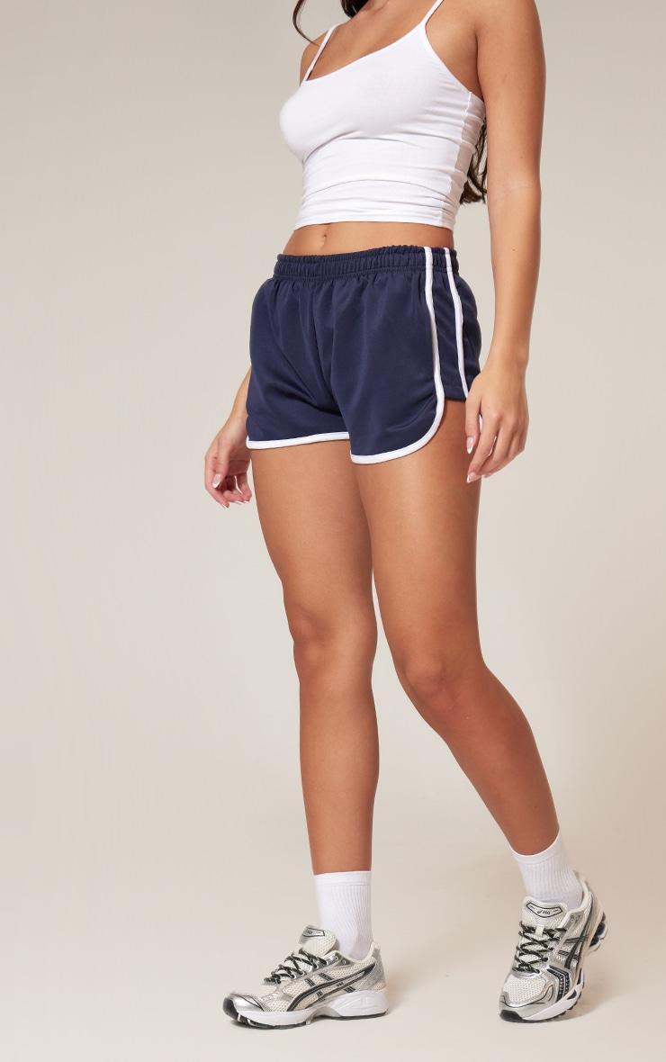 Navy Side Stripe Detail Tricot Shorts Product Image