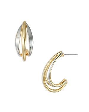 Womens Two-Tone Half-Hoop Earrings - Gold Silver - Gold Silver Product Image