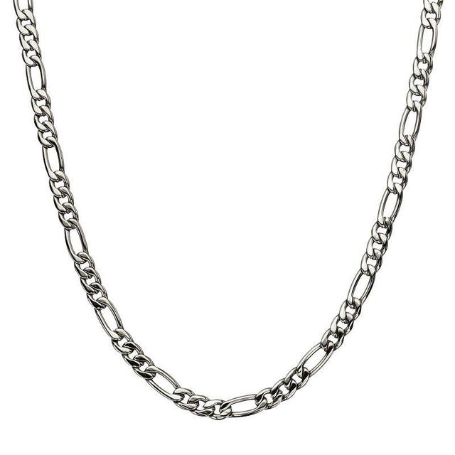 Mens Stainless Steel 5.6 mm Figaro Chain Necklace Silver Tone Product Image