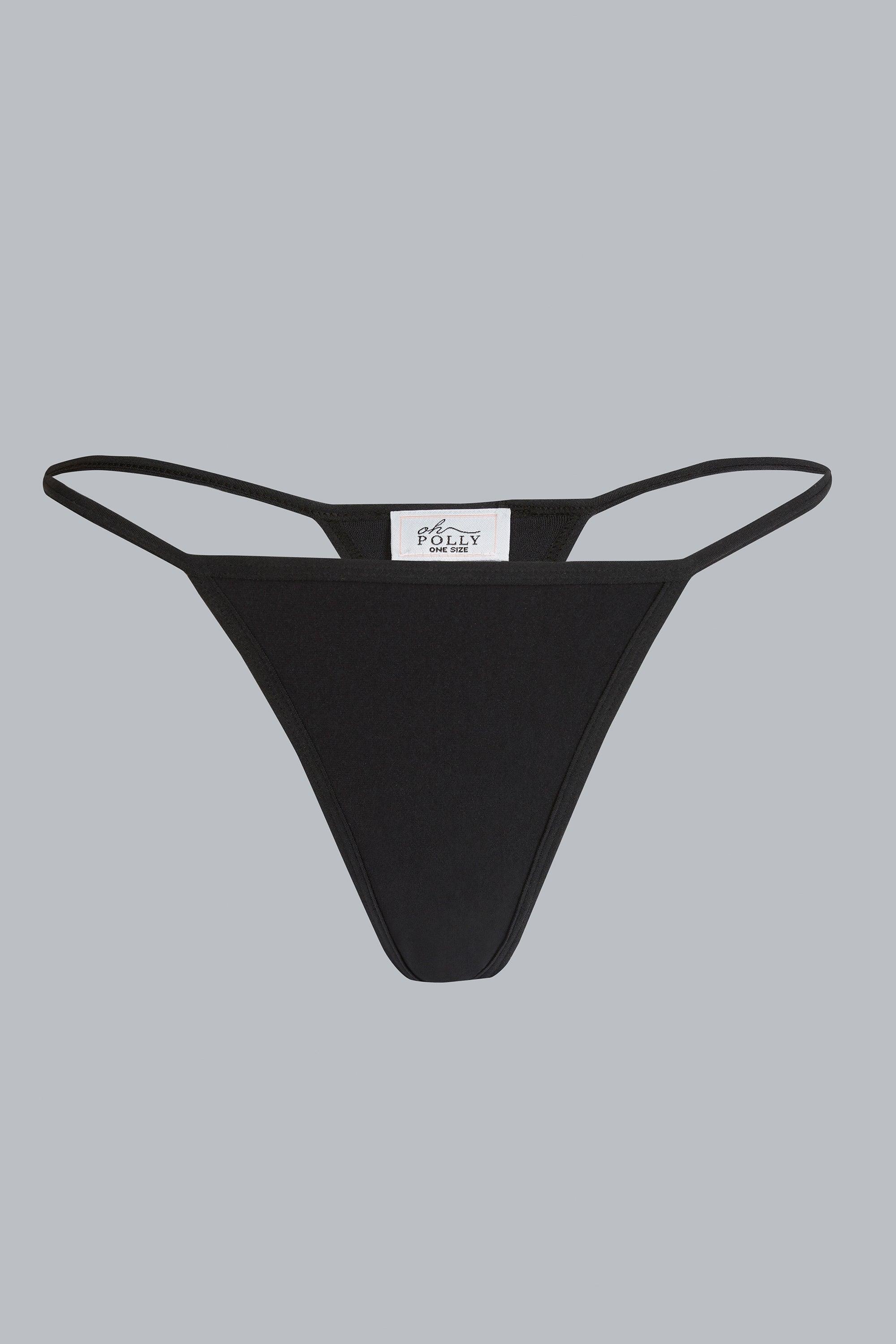 Mid-Rise Seamless Thong in Black Product Image