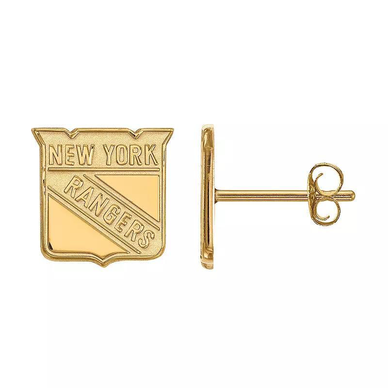 LogoArt New York Rangers 14k Gold Mini Logo Stud Earrings, Womens Product Image