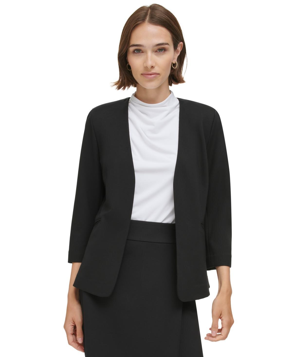 Calvin Klein Womens 3/4-Sleeve Open-Front Blazer Product Image