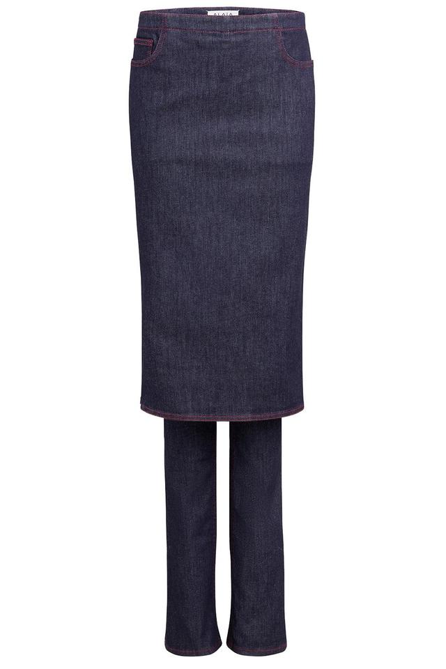 ALAÏA Straight Leg With Skirt In Bleu Fonce Product Image