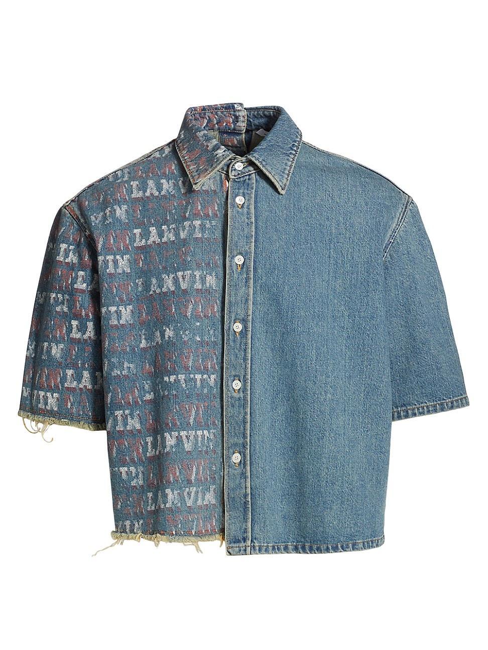 Mens Asymmetric Denim Button-Down Shirt Product Image