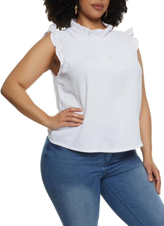 Womens Plus Size Smocked Sleeveless Blouse Product Image