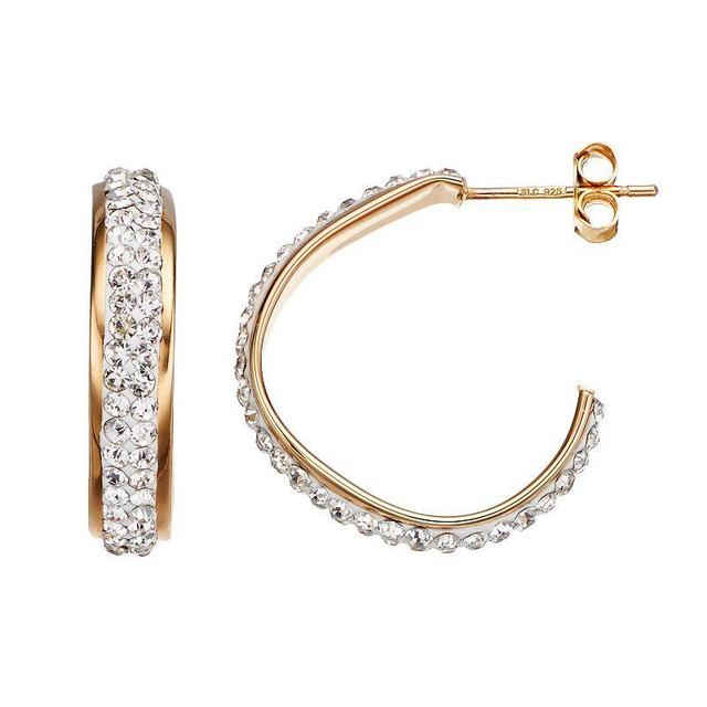 Crystal 14k Gold Over Silver Free-Form Hoop Earrings, Womens, White Product Image