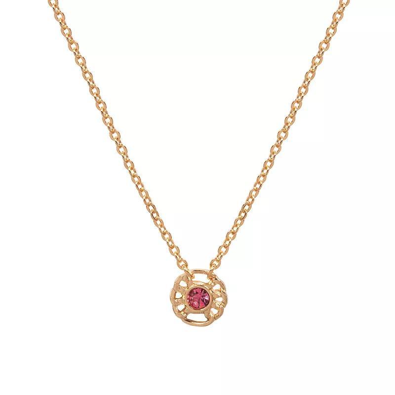 LC Lauren Conrad Gold Tone Chain Link Border Pendant Necklace, Womens, Pink Product Image