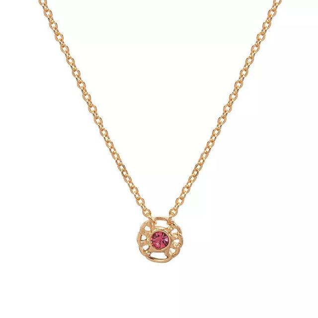 LC Lauren Conrad Gold Tone Chain Link Border Pendant Necklace, Womens, Pink Product Image