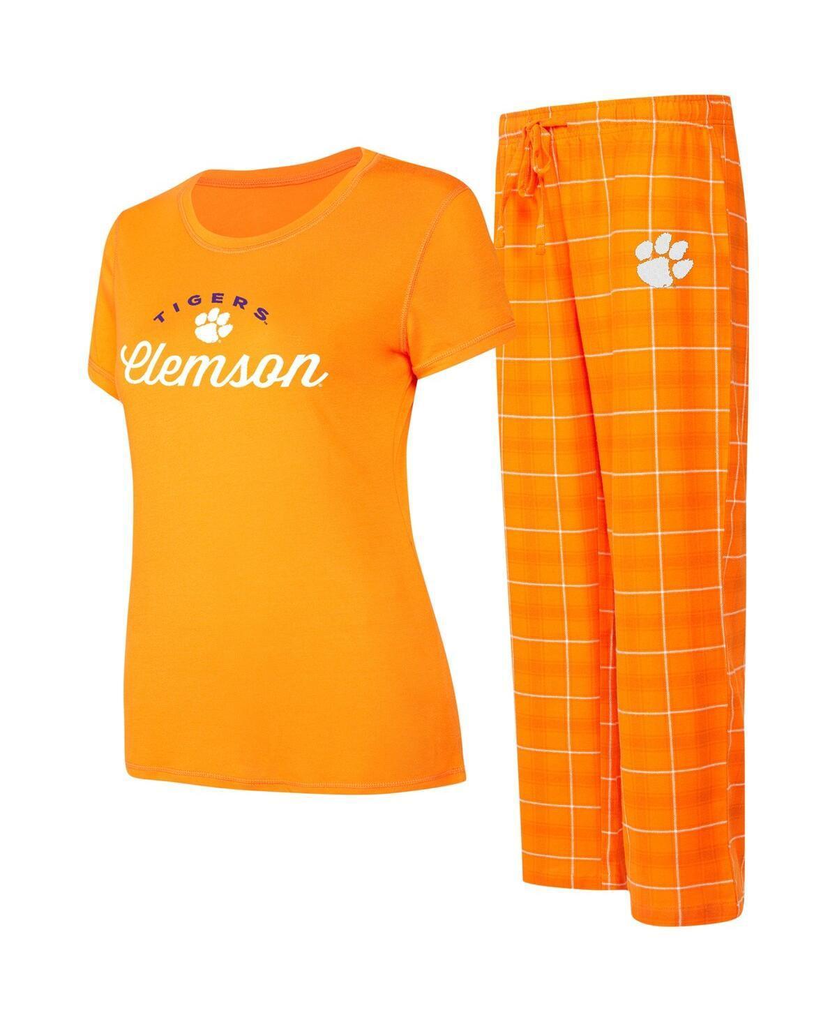 Womens Concepts Sport /White Clemson Tigers Arctic T-Shirt & Flannel Pants Sleep Set Product Image