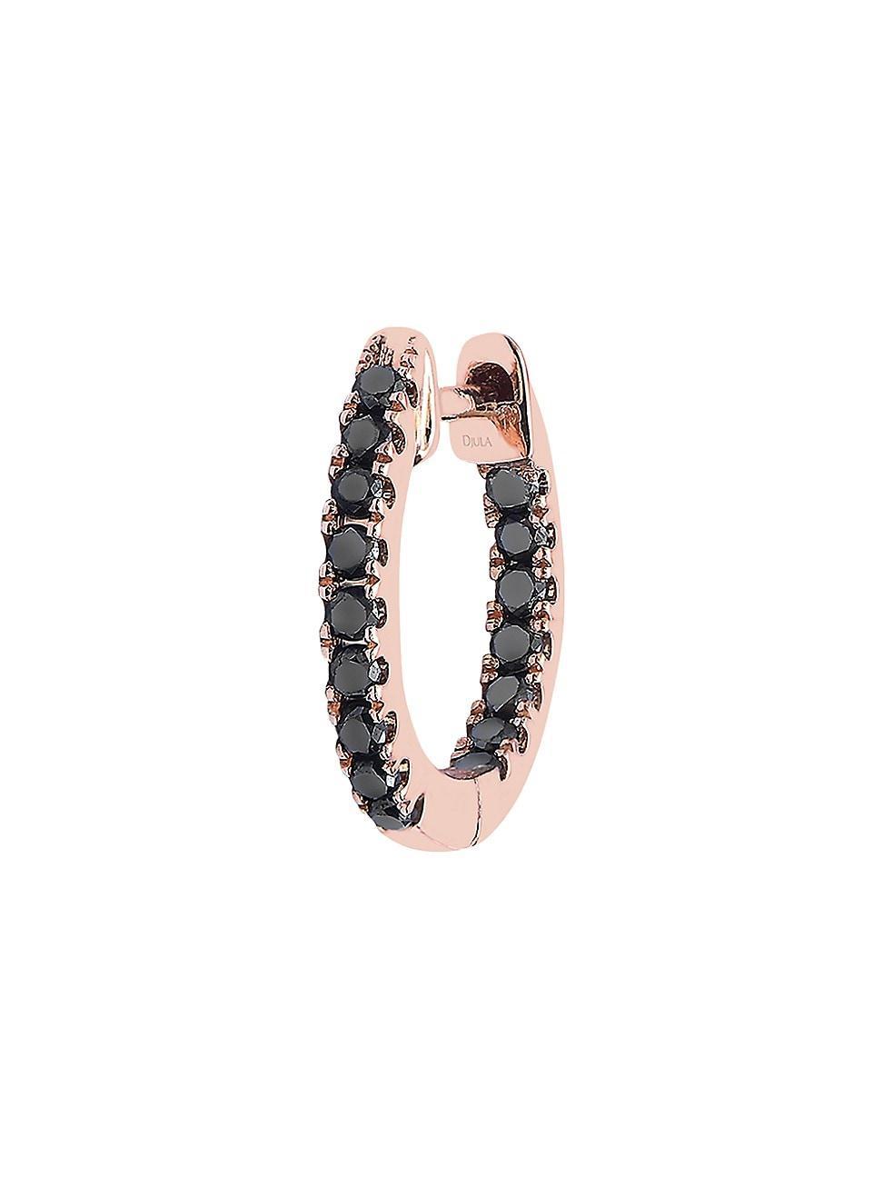 Womens Prcieuse 18K Rose Gold & Black Diamond Single Hoop Earring Product Image