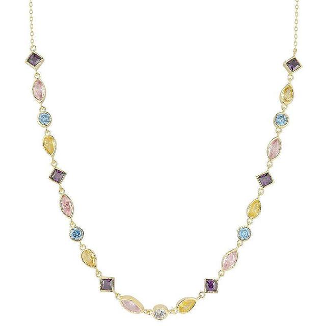 Sunkissed Sterling 14k Gold Over Silver Multicolored Cubic Zirconia Necklace, Womens Gold Tone Product Image