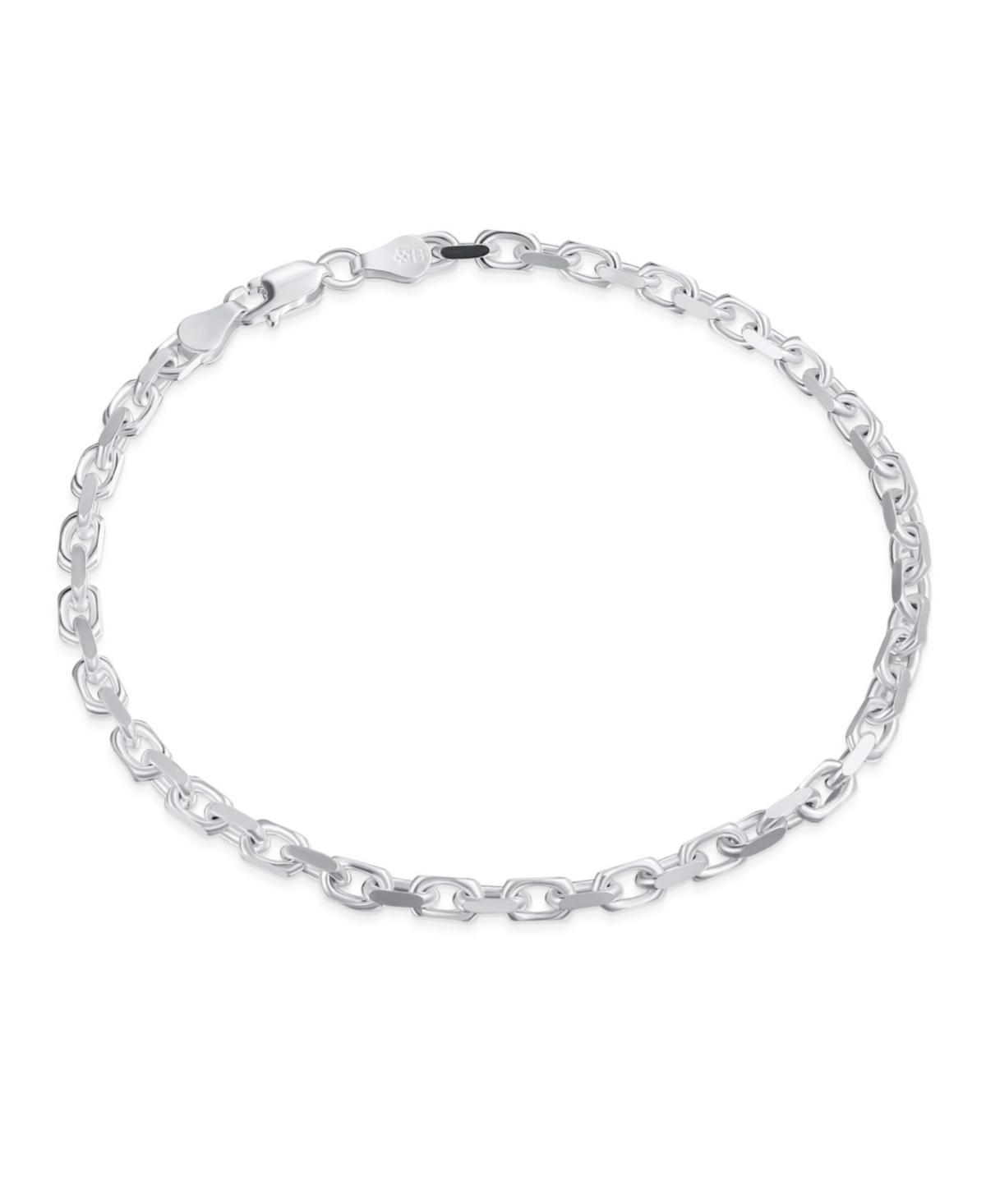 Bling Jewelry Mens 3MM Thin Solid Heavy Sterling Silver Anchor Oval Forzata Chain Link Bracelet 8.5 Inch Product Image