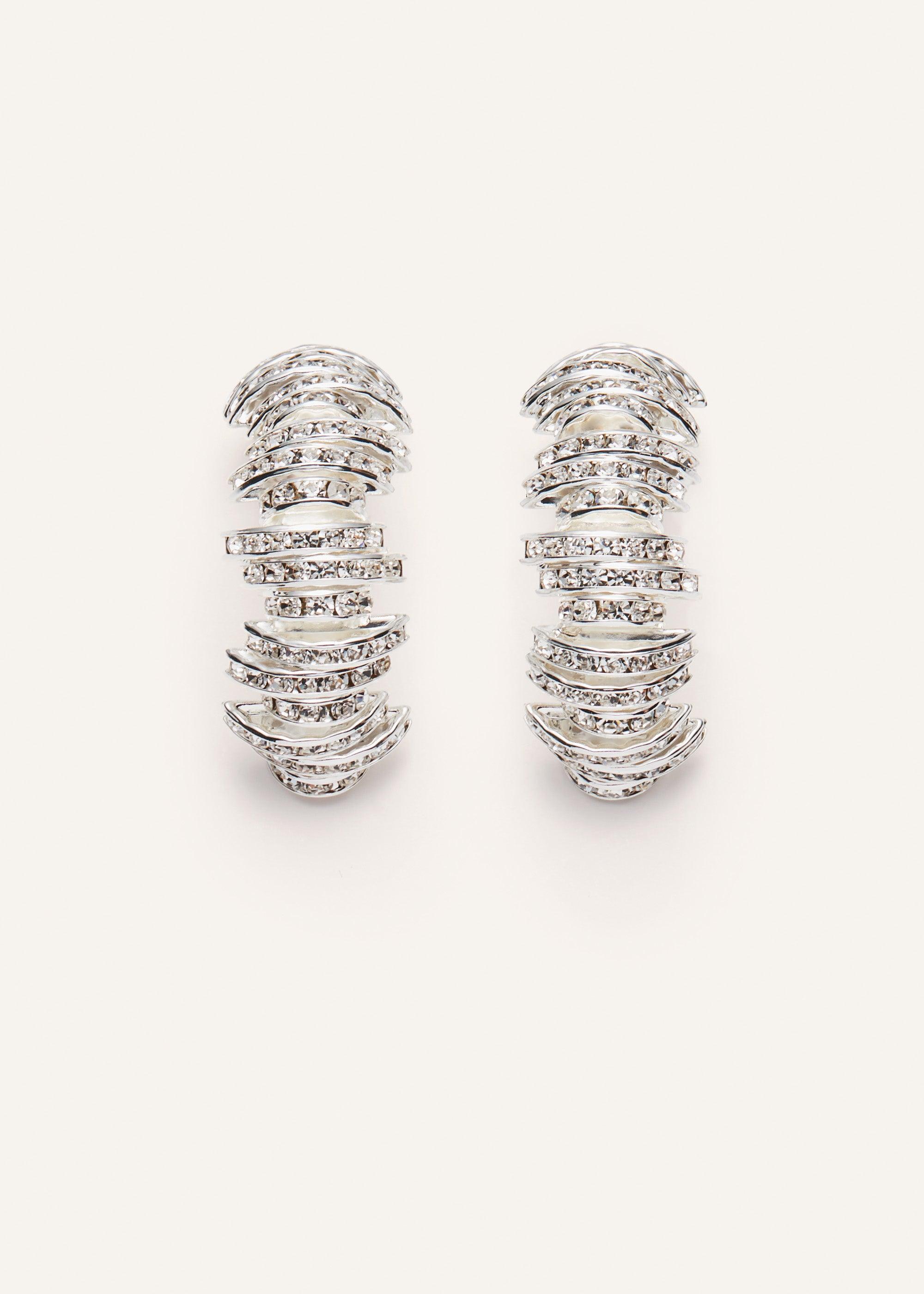 Crystal encrusted earrings in silver product image