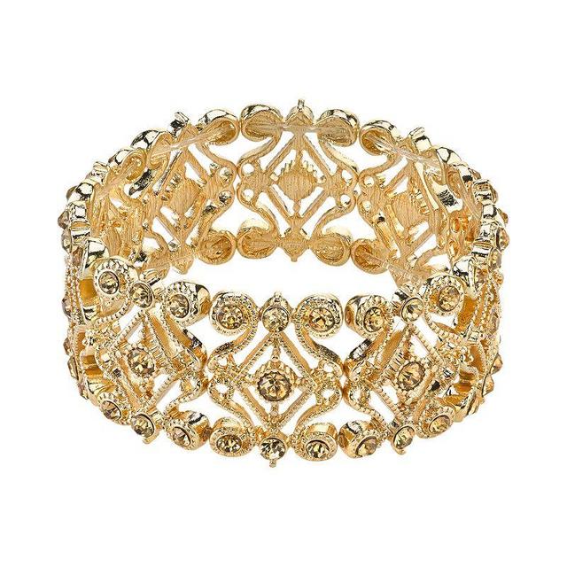 1928 Openwork Stretch Bracelet, Womens Gold Tone Product Image