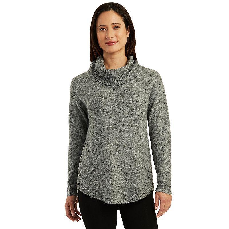 Womens AB Studio Fleck Cowlneck Tunic Sweater Grey Product Image