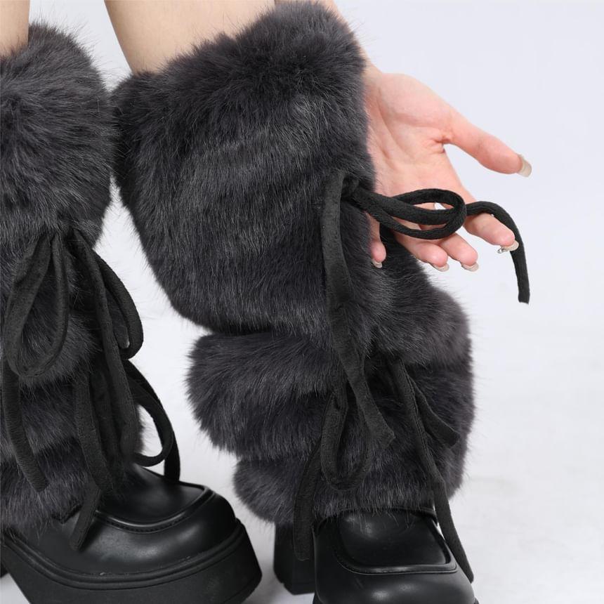 Plain Bow Fluffy Leg Warmers Product Image