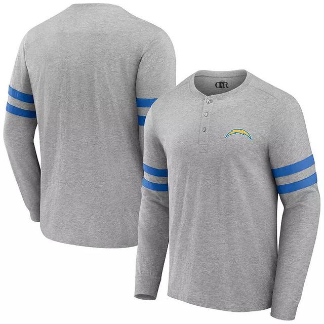 Mens NFL x Darius Rucker Collection by Fanatics Heather Gray Los Angeles Chargers Henley Long Sleeve T-Shirt Product Image