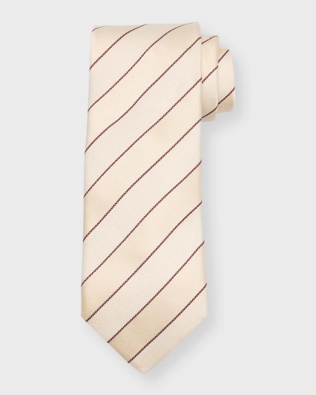 Mens Double Stripe Silk-Cotton Tie Product Image