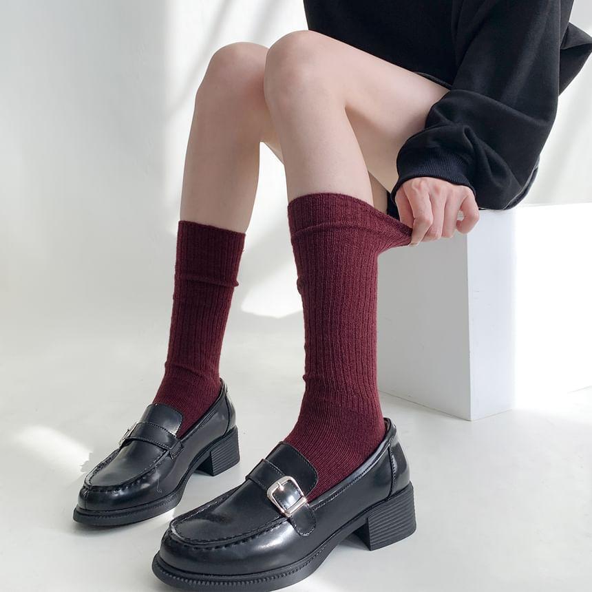 Plain Mid-Calf Socks Product Image