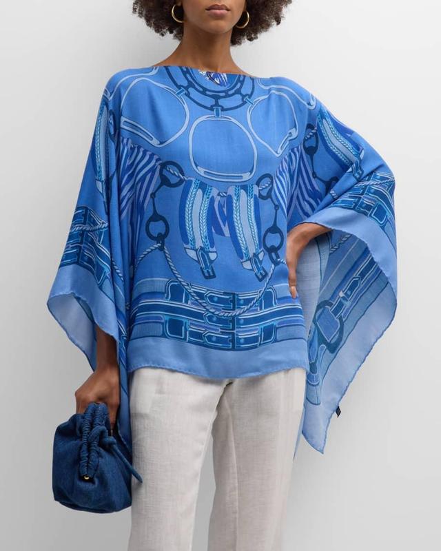 Stir Up Print Cashmere-Blend Poncho Product Image