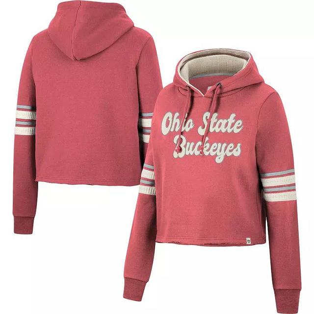 Womens Colosseum Scarlet Ohio State Buckeyes Retro Cropped Pullover Hoodie Product Image