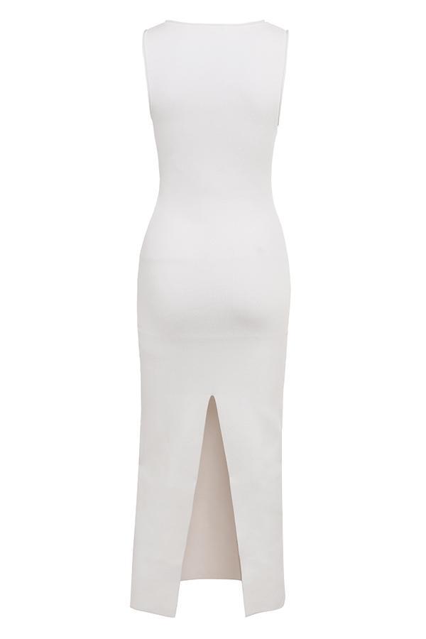 Noli White Stretch Knit Maxi Dress Product Image