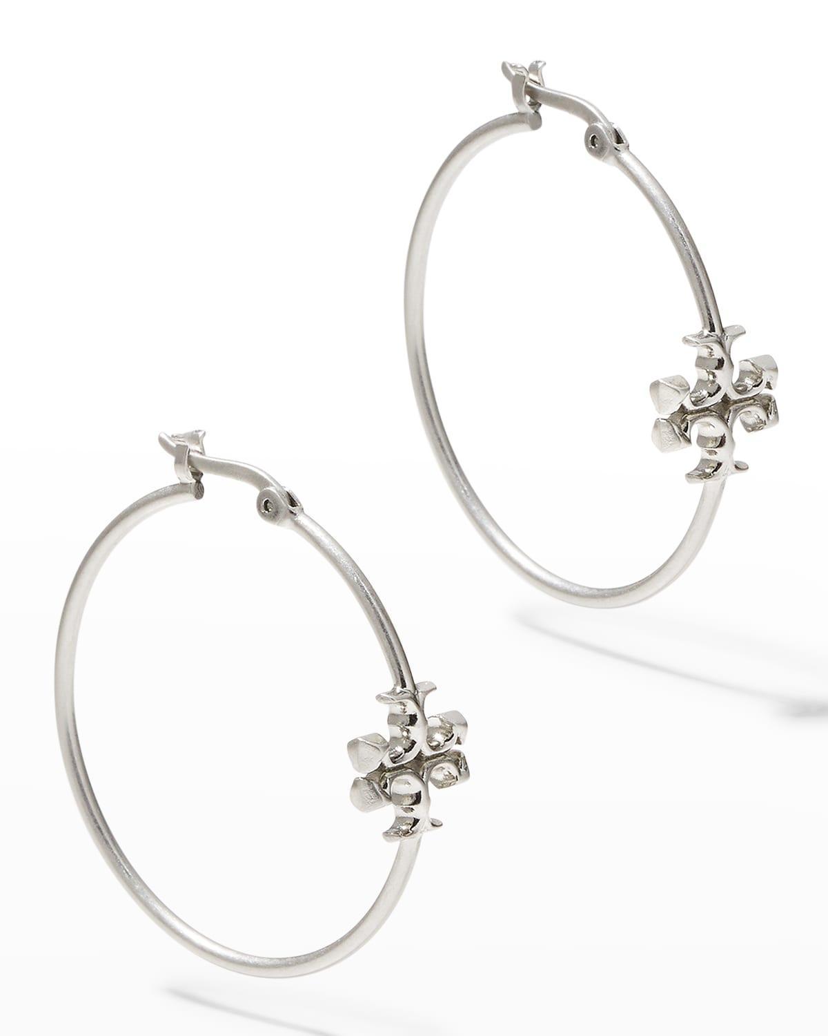 Womens Kira Silvertone Logo Hoop Earrings Product Image