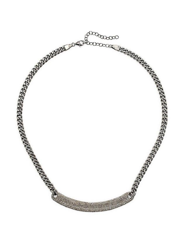 Womens Sterling Silver & 2.44 TCW Diamond Curb Chain Bar Necklace Product Image