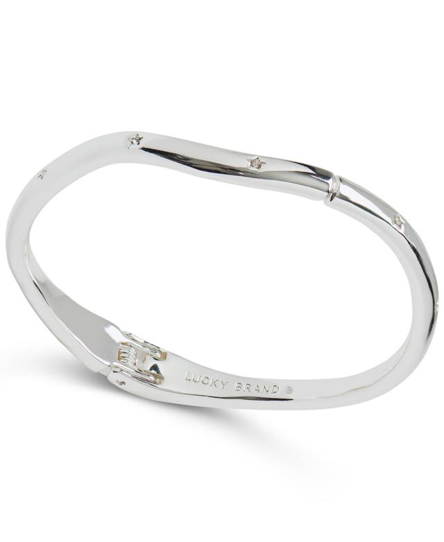 Lucky Brand Silver-Tone Pave Star-Accented Bangle Bracelet Product Image