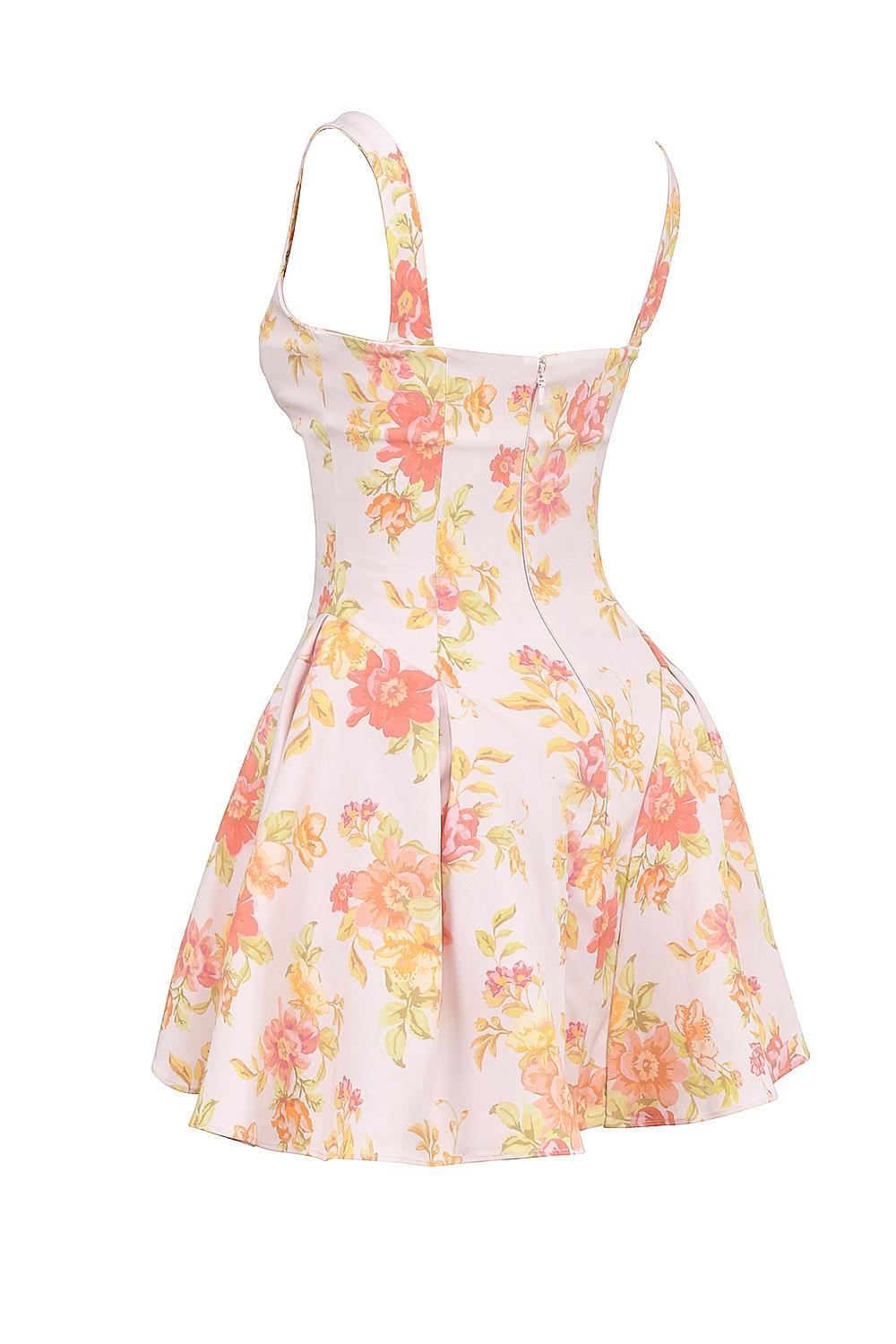 Bunny Peach Poppy Print Twill Mini Dress Product Image