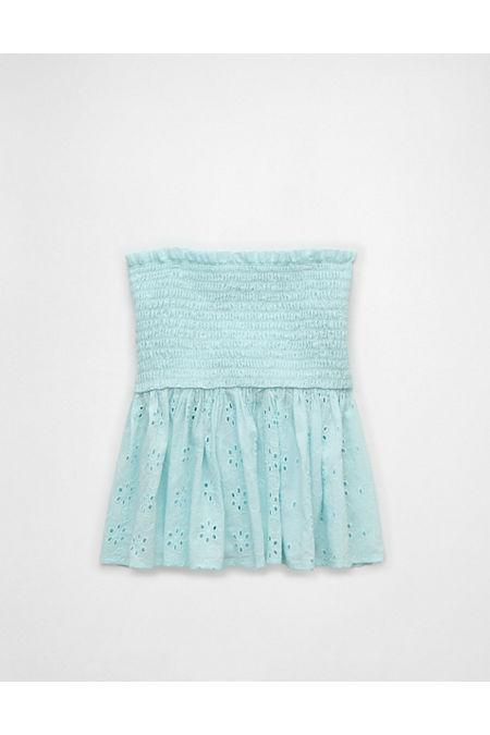 AE Eyelet Smocked Babydoll Tube Top Women's Product Image