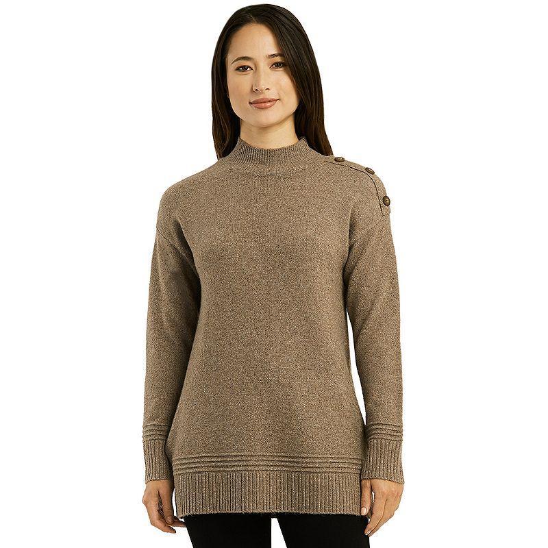 Womens AB Studio Mockneck Drop Shoulder Sweater Grey Brown Product Image