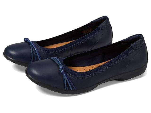 Clarks Meadow Rae (Navy Leather) Women's Flat Shoes Product Image