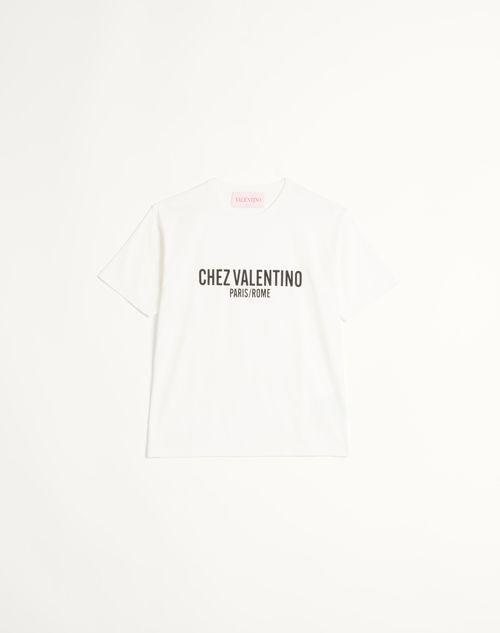 COTTON T-SHIRT WITH CHEZ VALENTINO PRINT Product Image