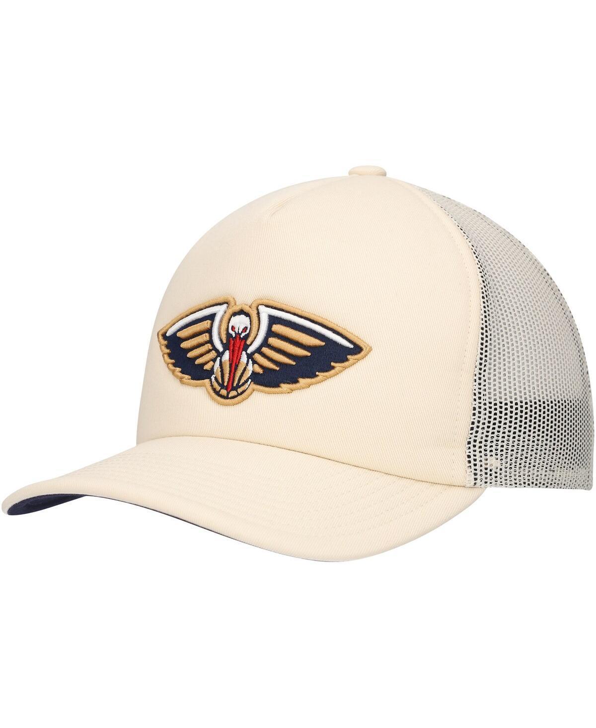 Mens Mitchell & Ness Cream New Orleans Pelicans Trucker Adjustable Hat Product Image