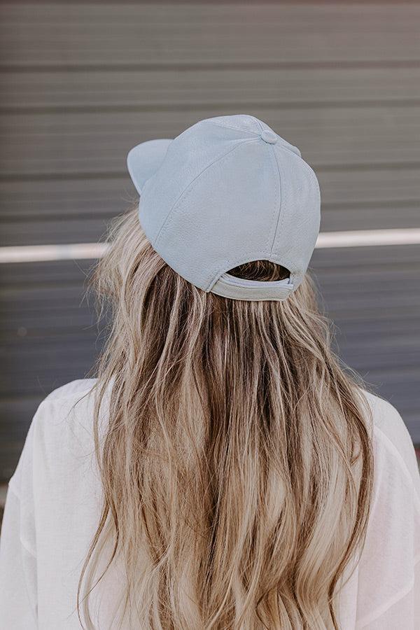 On The Daily Faux Leather Baseball Cap In Airy Blue Product Image