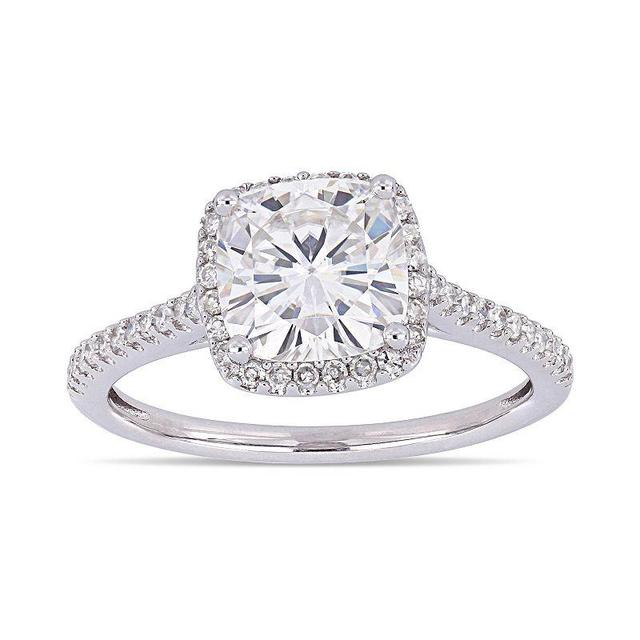 Stella Grace 2 ct. T.W. Square Cut Lab-Created Moissanite & 1/4 ct. T.W. Diamond Engagement Ring, Womens 14k Whgold Product Image