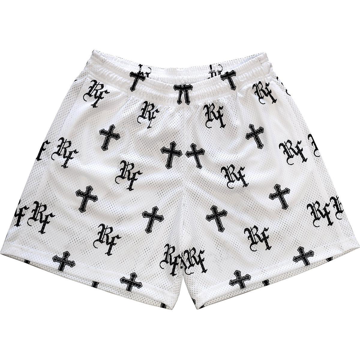 Trendy Cross Print Mesh Shorts Product Image