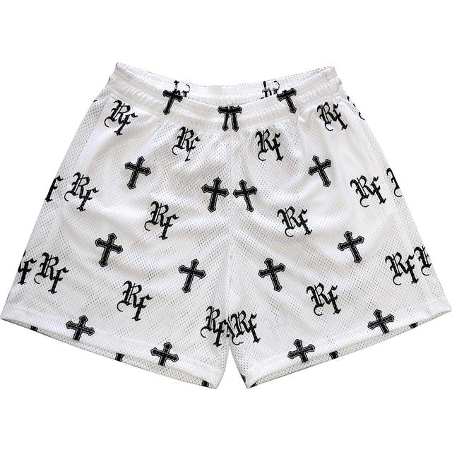 Trendy Cross Print Mesh Shorts Product Image