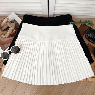 High Waist Plain Accordion Pleated Mini A-Line Skirt product image