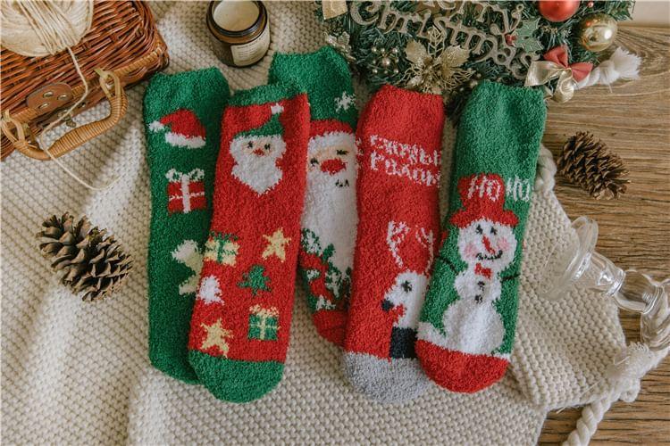 Christmas Cartoon Fleece Socks Product Image