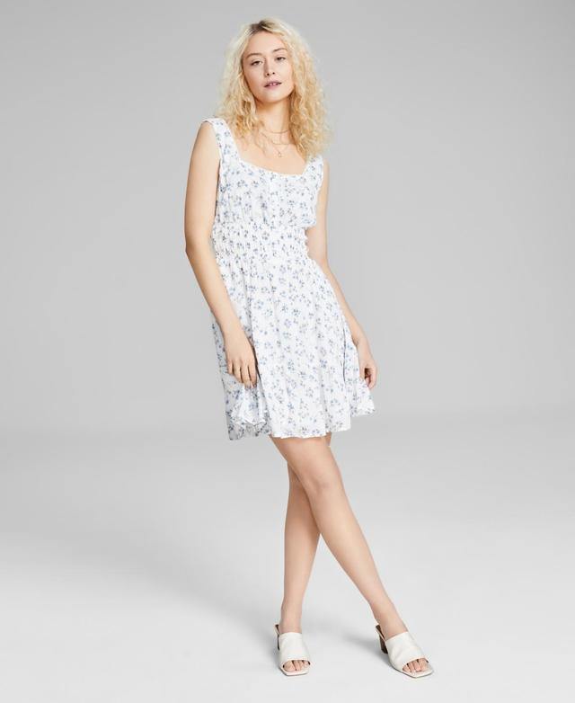 And Now This Womens Floral-Print Square-Neck Mini Dress, Created for Macys Product Image