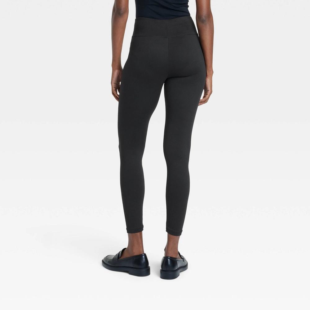 Women's Supersoft Leggings with Wide Waistband - A New Day™ Black S Product Image