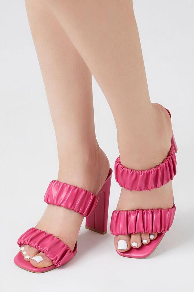 Faux Leather Ruched Block Heels | Forever 21 Product Image