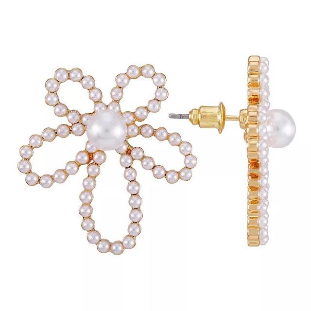 Berry Jewelry Simulated Pearl Flower Stud Earrings, Womens, White Product Image