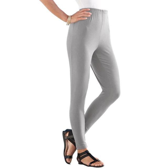 Roaman's Women's Plus Size Petite Ankle-Length Essential Stretch Legging - 3X, Heather Grey Product Image