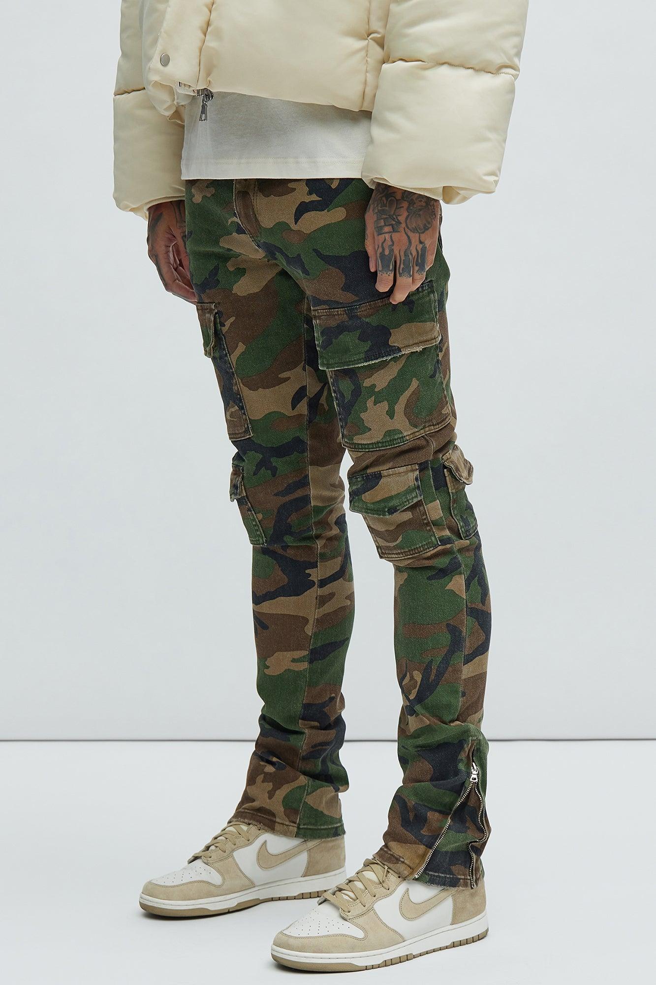 Convertible Stacked Skinny Flare Jeans - Camouflage Product Image