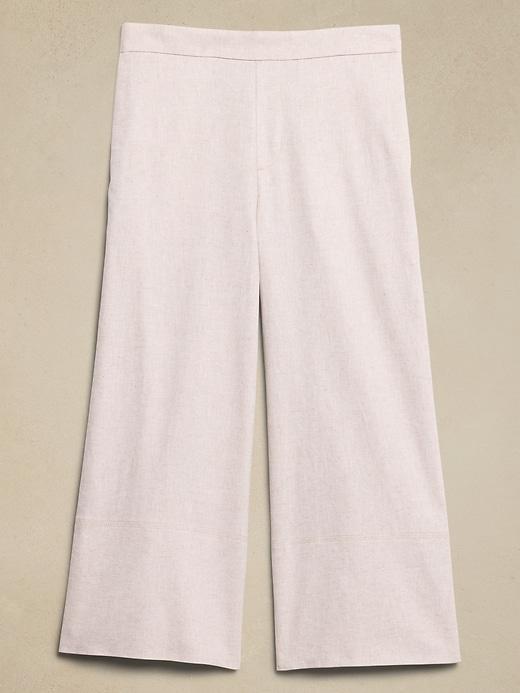 Linen-Blend Pull-On Wide-Leg Cropped Pant Product Image