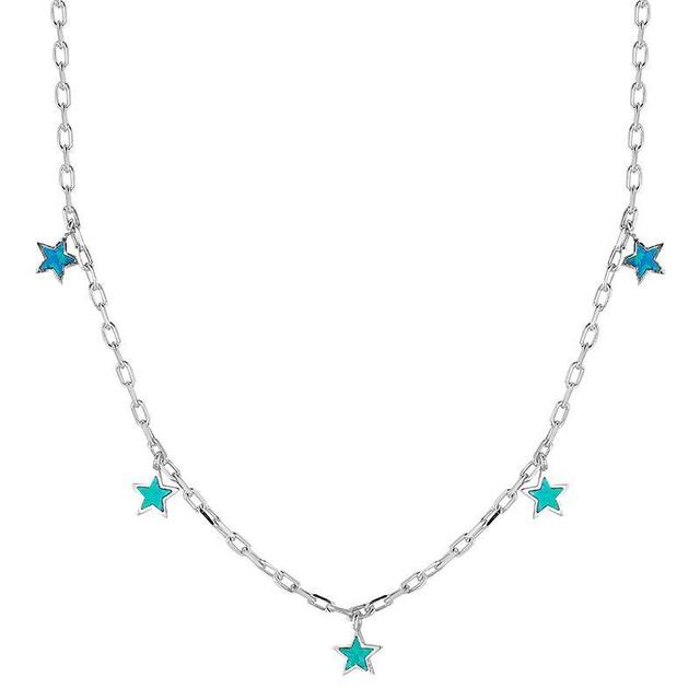 Sunkissed Sterling Simulated Blue Opal Star Charm Necklace, Womens, Silver Product Image