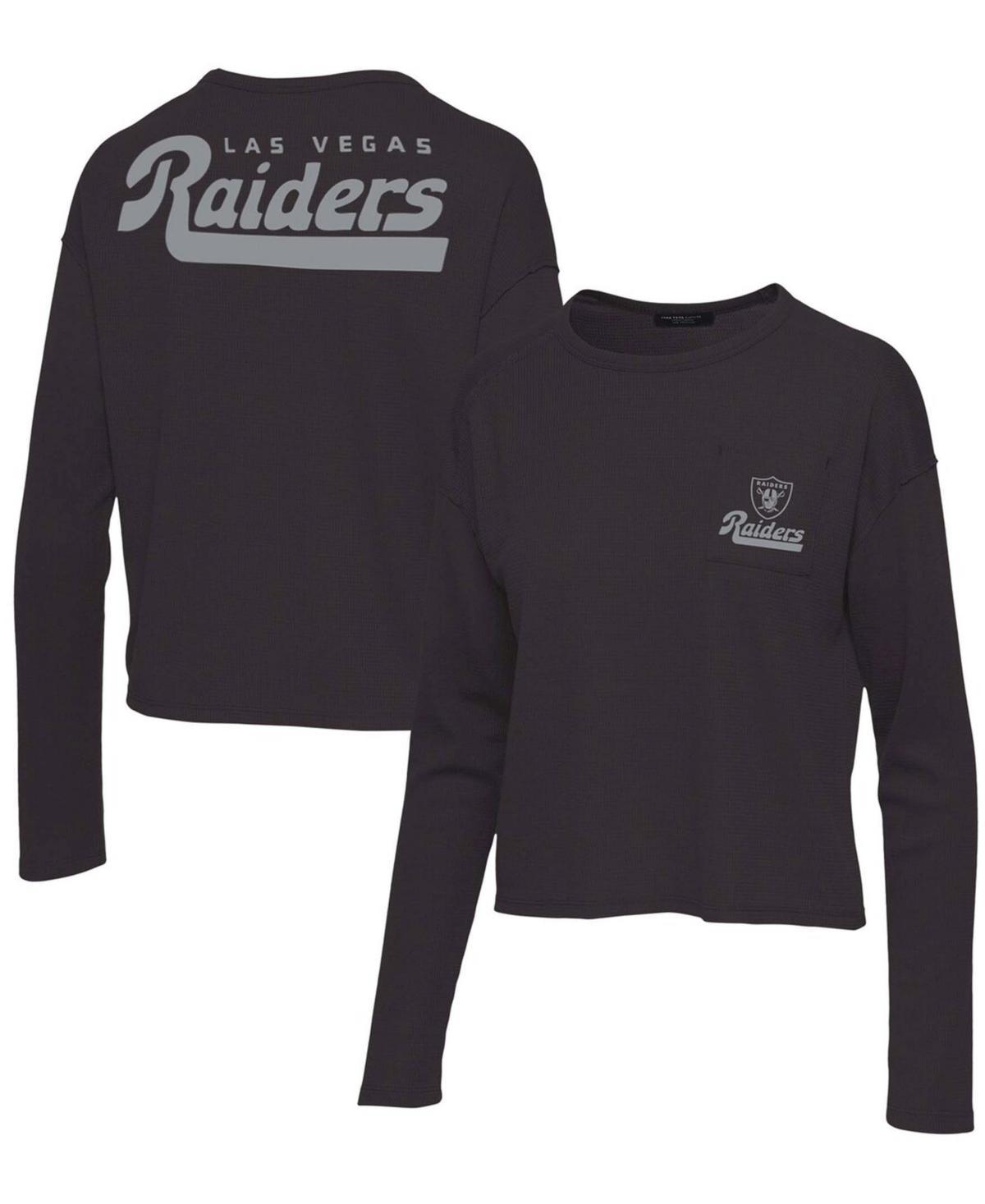 Womens Black Las Vegas Raiders Pocket Thermal Long Sleeve T-shirt Product Image